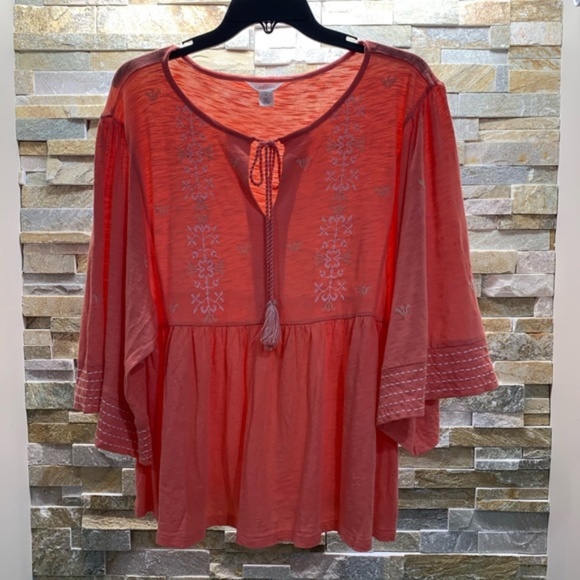 Caslon Embroidered Peasant Top - Picture 3 of 4